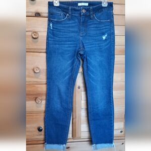 LC Lauren Conrad Womens Cuffed Skinny Ankle Jeans Size 6 Dark Blue Stretch